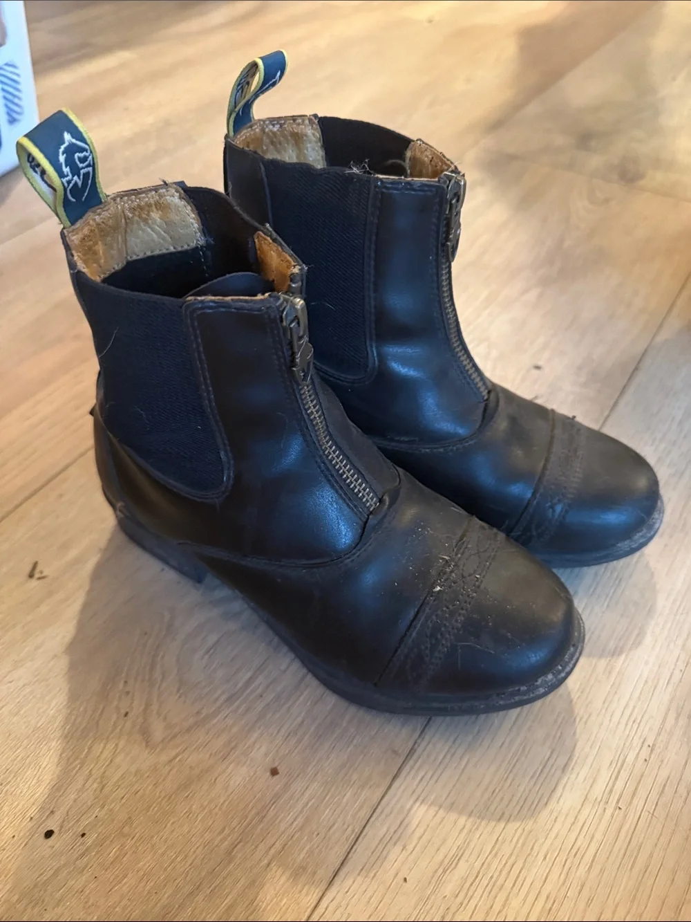 Kids Size 2 Black Front-Zip Paddock Boots
